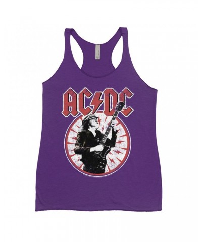 AC/DC Ladies' Tank Top | Angus Young In Bolts Design Distressed Shirt $13.61 Shirts