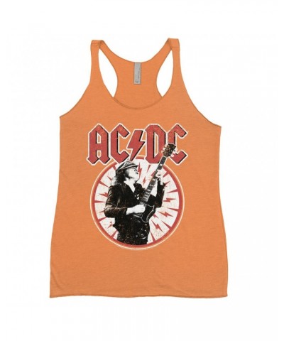 AC/DC Ladies' Tank Top | Angus Young In Bolts Design Distressed Shirt $13.61 Shirts