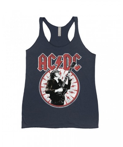 AC/DC Ladies' Tank Top | Angus Young In Bolts Design Distressed Shirt $13.61 Shirts