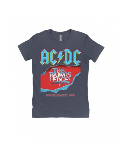 AC/DC Ladies' Boyfriend T-Shirt | Bold Primary Color Razors Edge Cover Design Shirt $12.48 Shirts