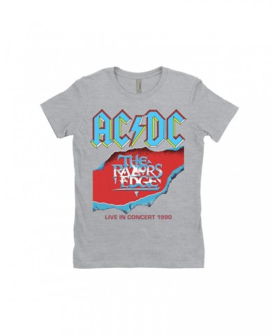 AC/DC Ladies' Boyfriend T-Shirt | Bold Primary Color Razors Edge Cover Design Shirt $12.48 Shirts