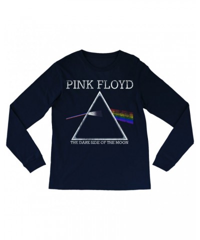 Pink Floyd Long Sleeve Shirt | Classic The Dark Side Of The Moon Logo Distressed Shirt $12.28 Shirts