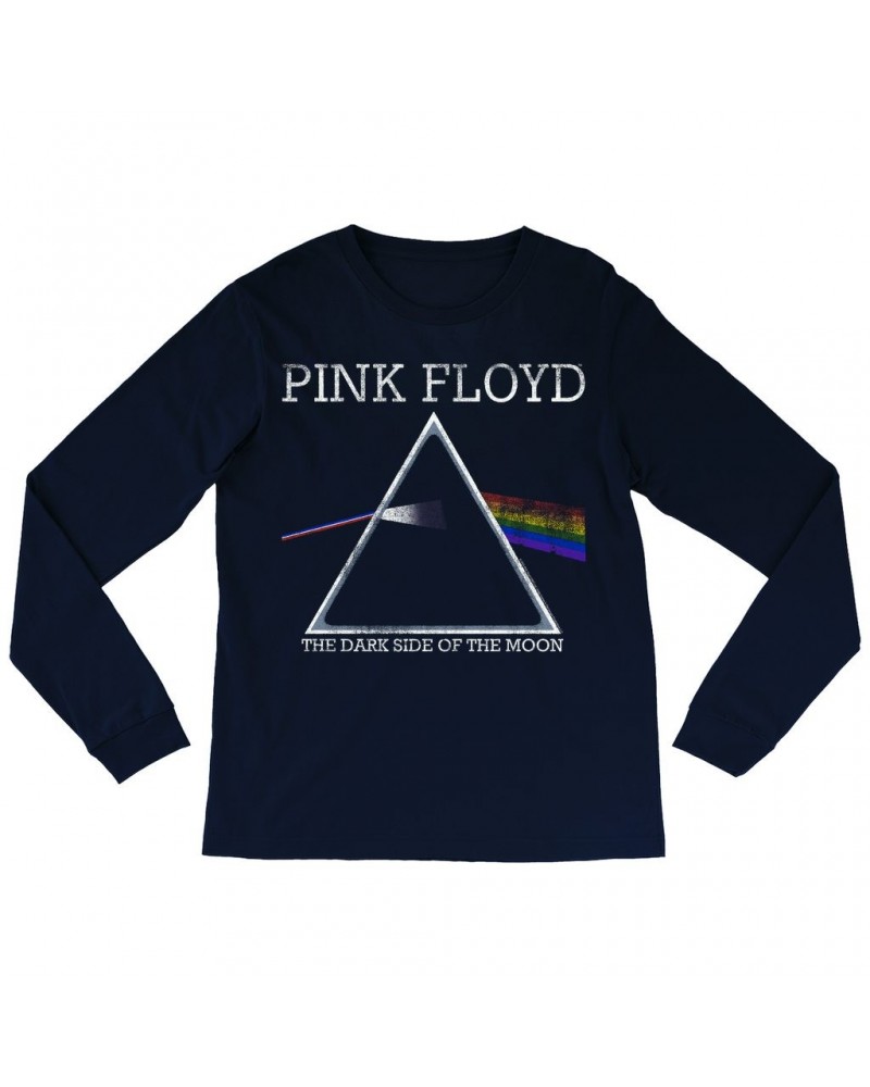 Pink Floyd Long Sleeve Shirt | Classic The Dark Side Of The Moon Logo Distressed Shirt $12.28 Shirts