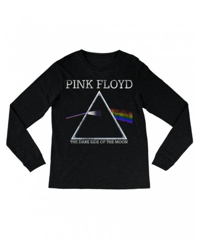 Pink Floyd Long Sleeve Shirt | Classic The Dark Side Of The Moon Logo Distressed Shirt $12.28 Shirts