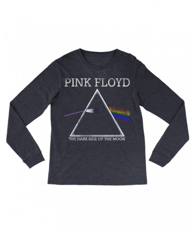 Pink Floyd Long Sleeve Shirt | Classic The Dark Side Of The Moon Logo Distressed Shirt $12.28 Shirts