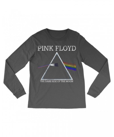 Pink Floyd Long Sleeve Shirt | Classic The Dark Side Of The Moon Logo Distressed Shirt $12.28 Shirts