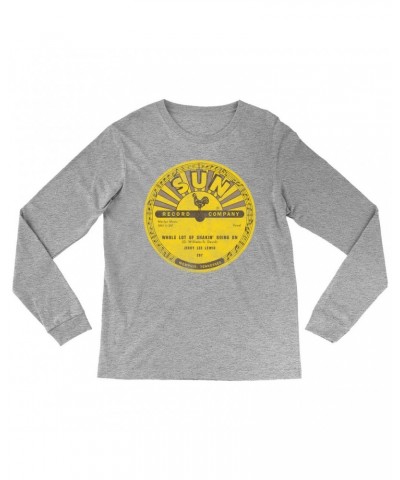 Jerry Lee Lewis Long Sleeve Shirt | Whole Lotta Shakin' Going On Record Label Distressed Shirt $10.48 Shirts