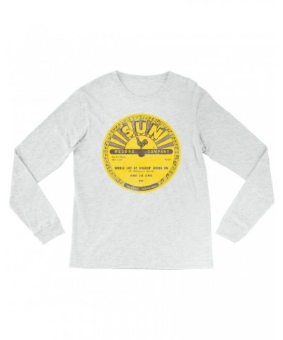 Jerry Lee Lewis Long Sleeve Shirt | Whole Lotta Shakin' Going On Record Label Distressed Shirt $10.48 Shirts