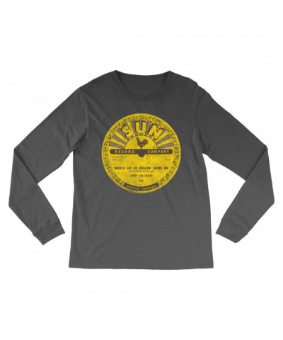 Jerry Lee Lewis Long Sleeve Shirt | Whole Lotta Shakin' Going On Record Label Distressed Shirt $10.48 Shirts