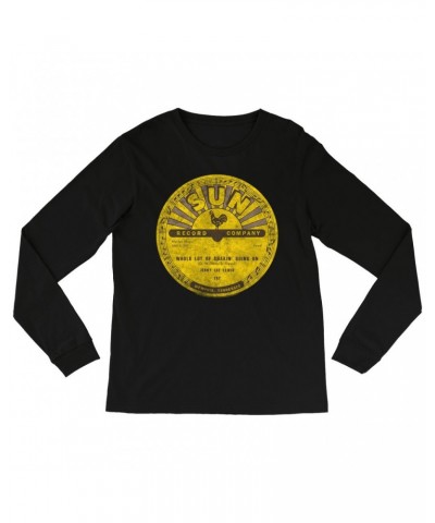 Jerry Lee Lewis Long Sleeve Shirt | Whole Lotta Shakin' Going On Record Label Distressed Shirt $10.48 Shirts