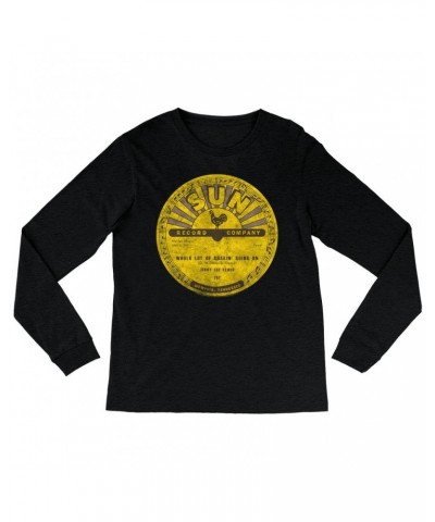 Jerry Lee Lewis Long Sleeve Shirt | Whole Lotta Shakin' Going On Record Label Distressed Shirt $10.48 Shirts