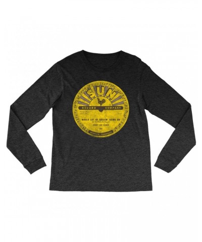 Jerry Lee Lewis Long Sleeve Shirt | Whole Lotta Shakin' Going On Record Label Distressed Shirt $10.48 Shirts