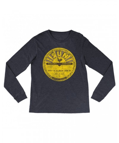 Jerry Lee Lewis Long Sleeve Shirt | Whole Lotta Shakin' Going On Record Label Distressed Shirt $10.48 Shirts