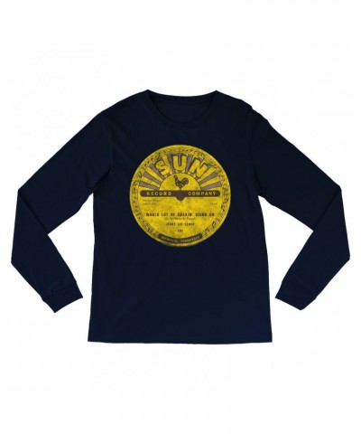 Jerry Lee Lewis Long Sleeve Shirt | Whole Lotta Shakin' Going On Record Label Distressed Shirt $10.48 Shirts