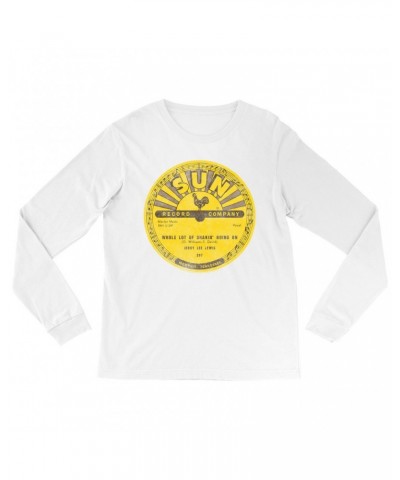 Jerry Lee Lewis Long Sleeve Shirt | Whole Lotta Shakin' Going On Record Label Distressed Shirt $10.48 Shirts