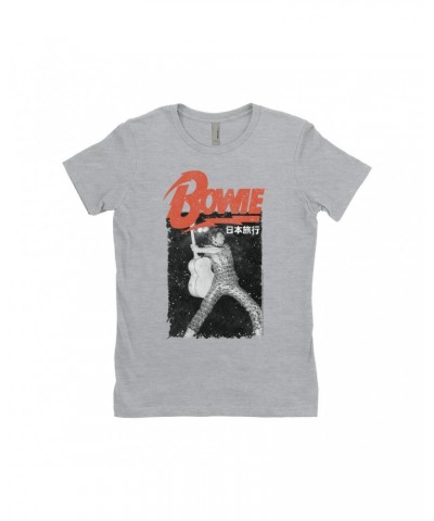 David Bowie Ladies' Boyfriend T-Shirt | Asia Concert Promotion Distressed Shirt $8.48 Shirts