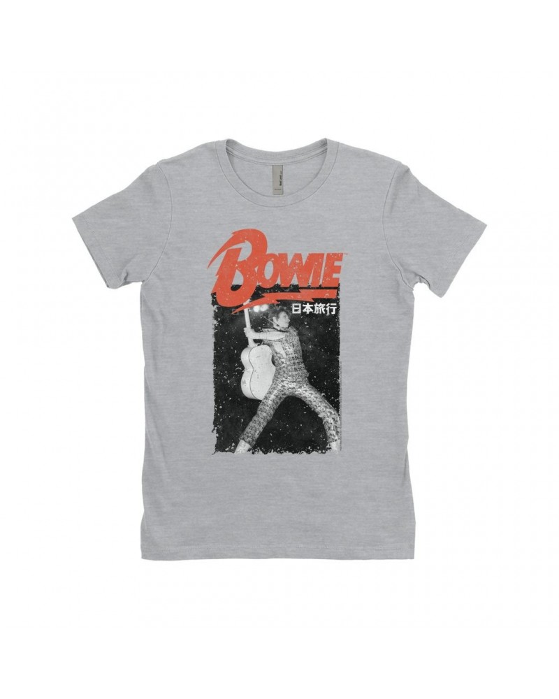 David Bowie Ladies' Boyfriend T-Shirt | Asia Concert Promotion Distressed Shirt $8.48 Shirts