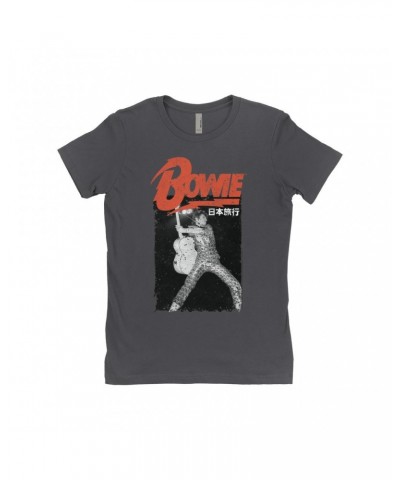 David Bowie Ladies' Boyfriend T-Shirt | Asia Concert Promotion Distressed Shirt $8.48 Shirts