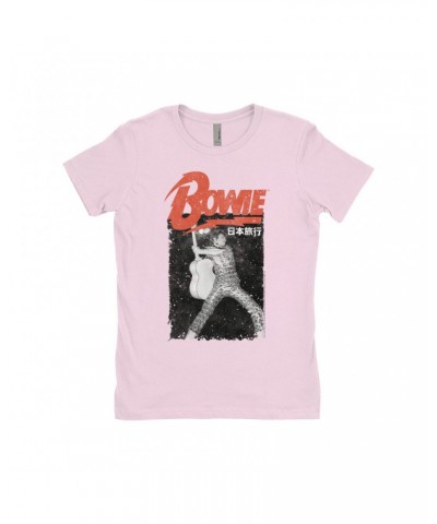 David Bowie Ladies' Boyfriend T-Shirt | Asia Concert Promotion Distressed Shirt $8.48 Shirts