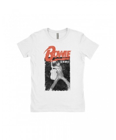 David Bowie Ladies' Boyfriend T-Shirt | Asia Concert Promotion Distressed Shirt $8.48 Shirts