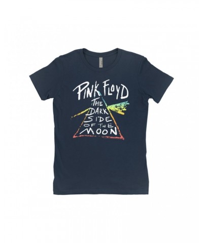 Pink Floyd Ladies' Boyfriend T-Shirt | Color Sketch Dark Side Of The Moon Ombre Shirt $10.48 Shirts