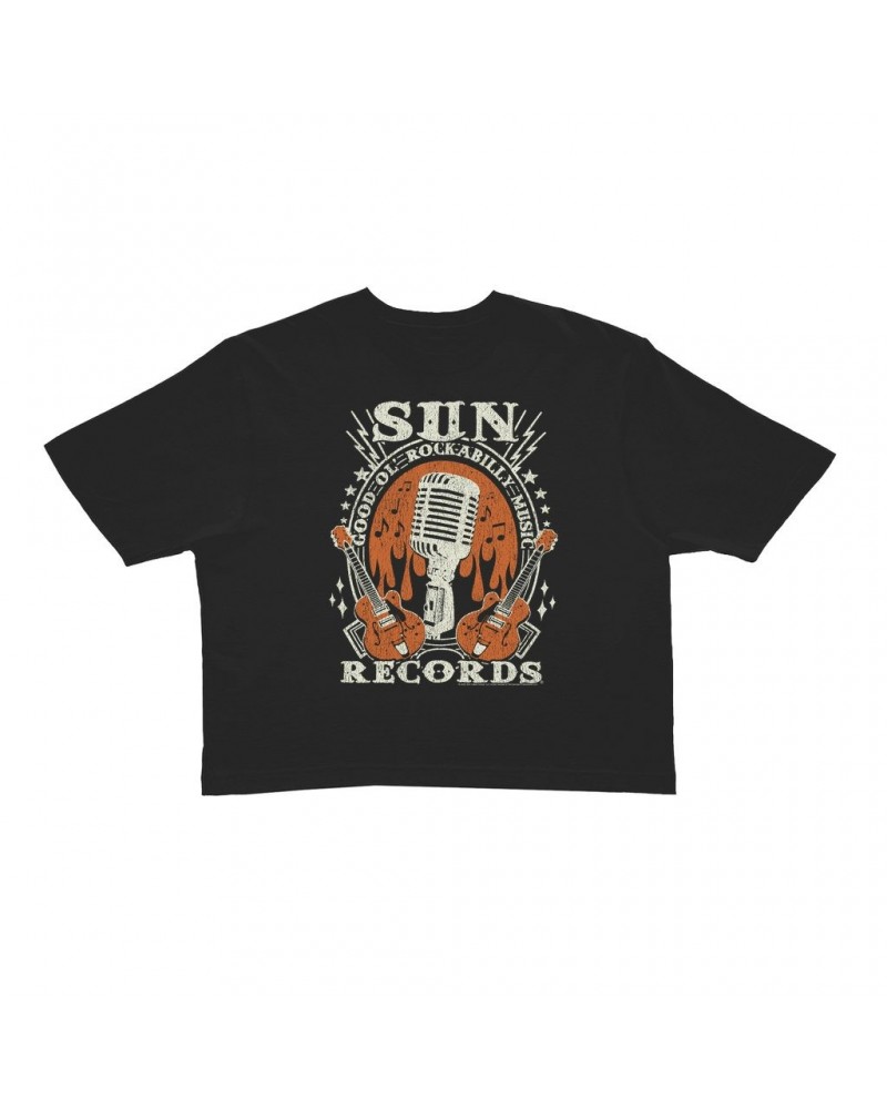 Sun Records Ladies' Crop Tee | Good Ol' Rockabilly Music Distressed Crop T-shirt $10.78 Shirts