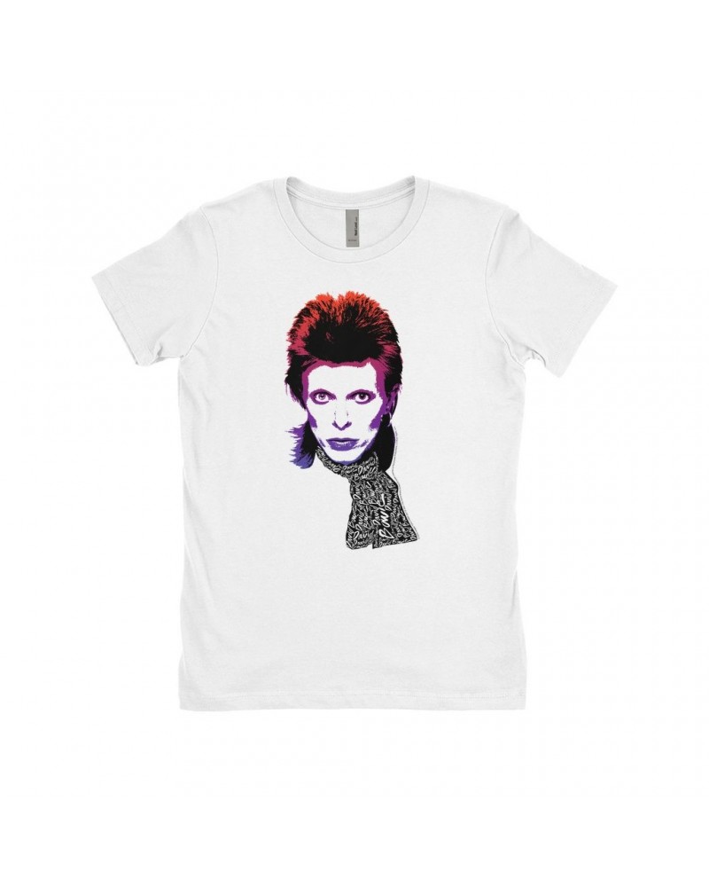 David Bowie Ladies' Boyfriend T-Shirt | Rainbow Sketch Shirt $8.23 Shirts