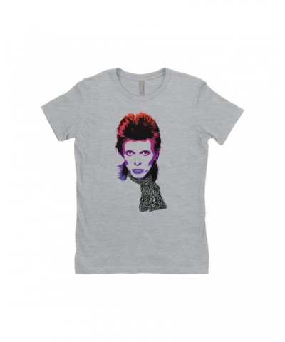 David Bowie Ladies' Boyfriend T-Shirt | Rainbow Sketch Shirt $8.23 Shirts