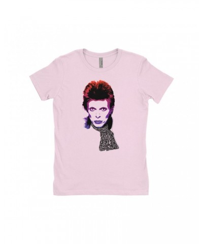 David Bowie Ladies' Boyfriend T-Shirt | Rainbow Sketch Shirt $8.23 Shirts