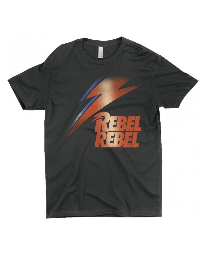 David Bowie T-Shirt | Rebel Rebel And Lightning Bolt Design Distressed Shirt $9.98 Shirts