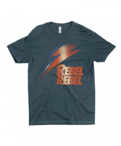 David Bowie T-Shirt | Rebel Rebel And Lightning Bolt Design Distressed Shirt $9.98 Shirts