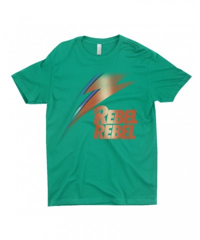 David Bowie T-Shirt | Rebel Rebel And Lightning Bolt Design Distressed Shirt $9.98 Shirts