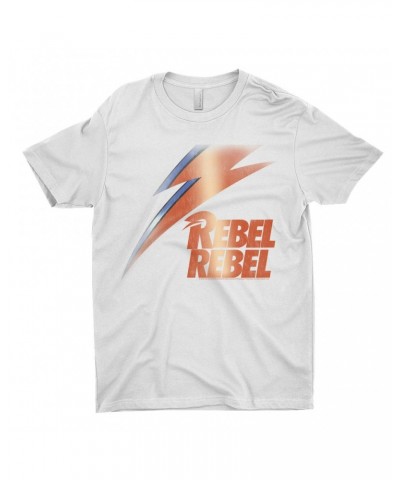 David Bowie T-Shirt | Rebel Rebel And Lightning Bolt Design Distressed Shirt $9.98 Shirts