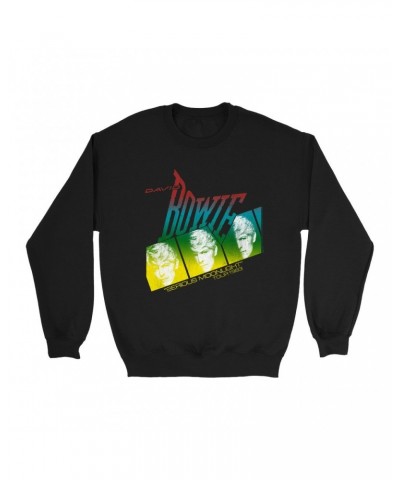 David Bowie Sweatshirt | Rainbow Ombre Serious Moonlight Concert Distressed Sweatshirt $12.58 Sweatshirts