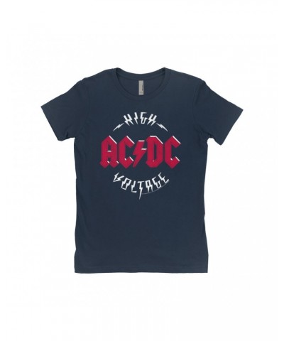 AC/DC Ladies' Boyfriend T-Shirt | High Voltage Red Logo Distressed Shirt $8.48 Shirts