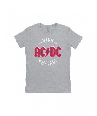 AC/DC Ladies' Boyfriend T-Shirt | High Voltage Red Logo Distressed Shirt $8.48 Shirts