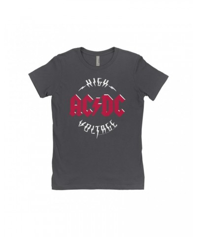 AC/DC Ladies' Boyfriend T-Shirt | High Voltage Red Logo Distressed Shirt $8.48 Shirts