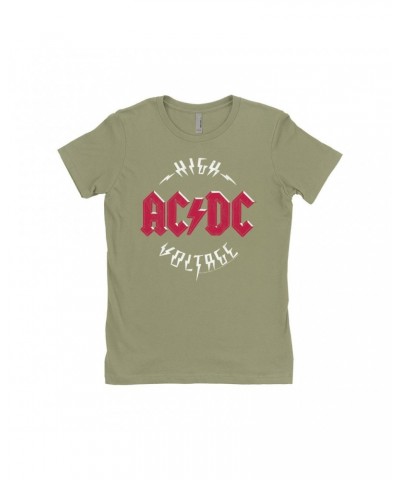 AC/DC Ladies' Boyfriend T-Shirt | High Voltage Red Logo Distressed Shirt $8.48 Shirts