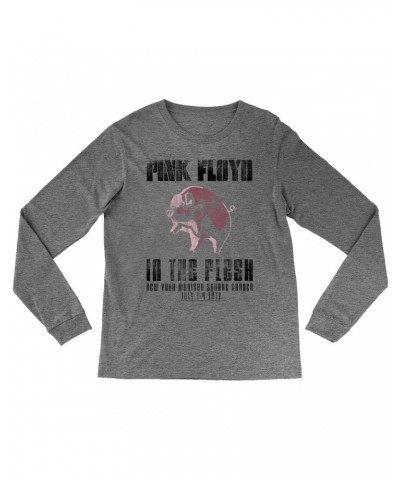 Pink Floyd Heather Long Sleeve Shirt | In The Flesh 1977 NYC Madison Square Garden Concert Shirt $13.18 Shirts