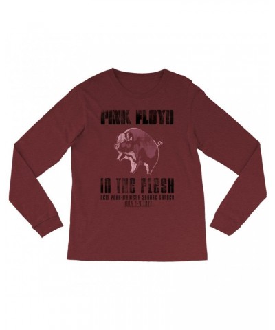 Pink Floyd Heather Long Sleeve Shirt | In The Flesh 1977 NYC Madison Square Garden Concert Shirt $13.18 Shirts