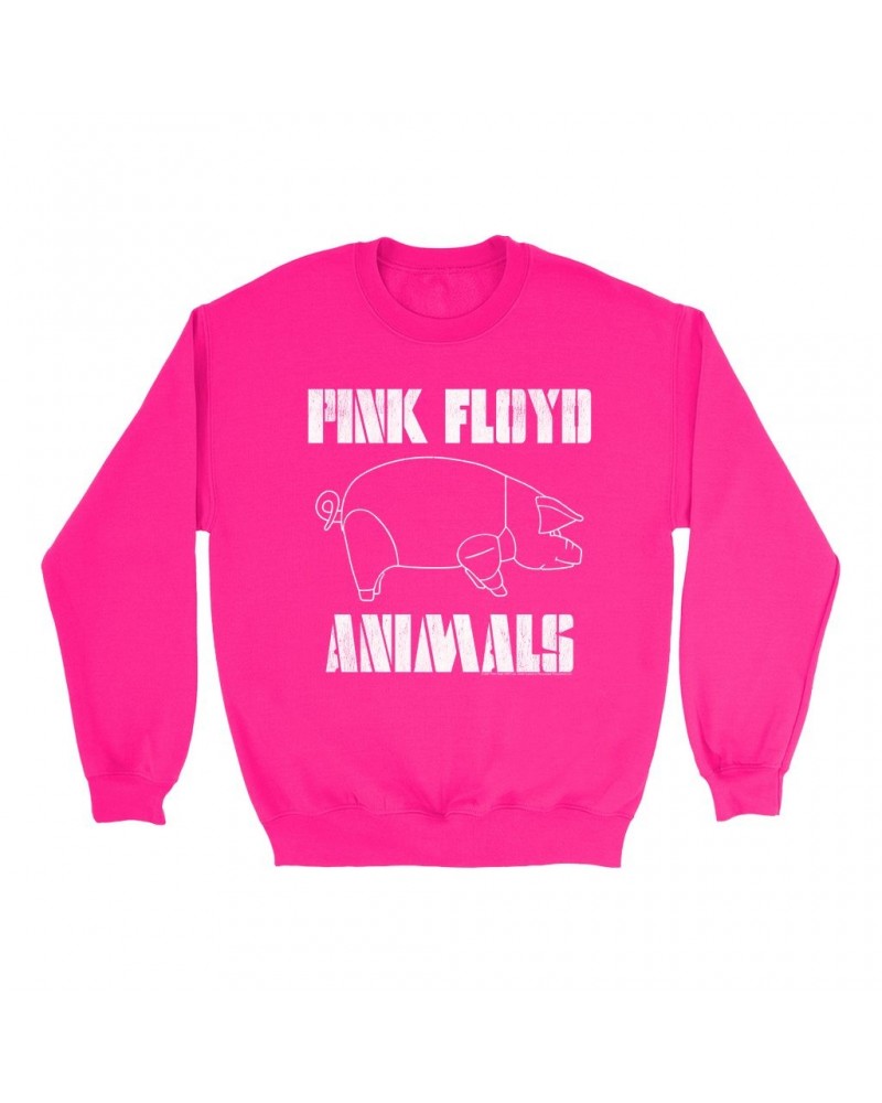 Pink Floyd Bright Colored Sweatshirt | David Gilmour's Animals Concert Design Sweatshirt $15.73 Sweatshirts