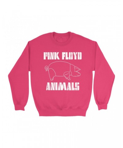 Pink Floyd Bright Colored Sweatshirt | David Gilmour's Animals Concert Design Sweatshirt $15.73 Sweatshirts