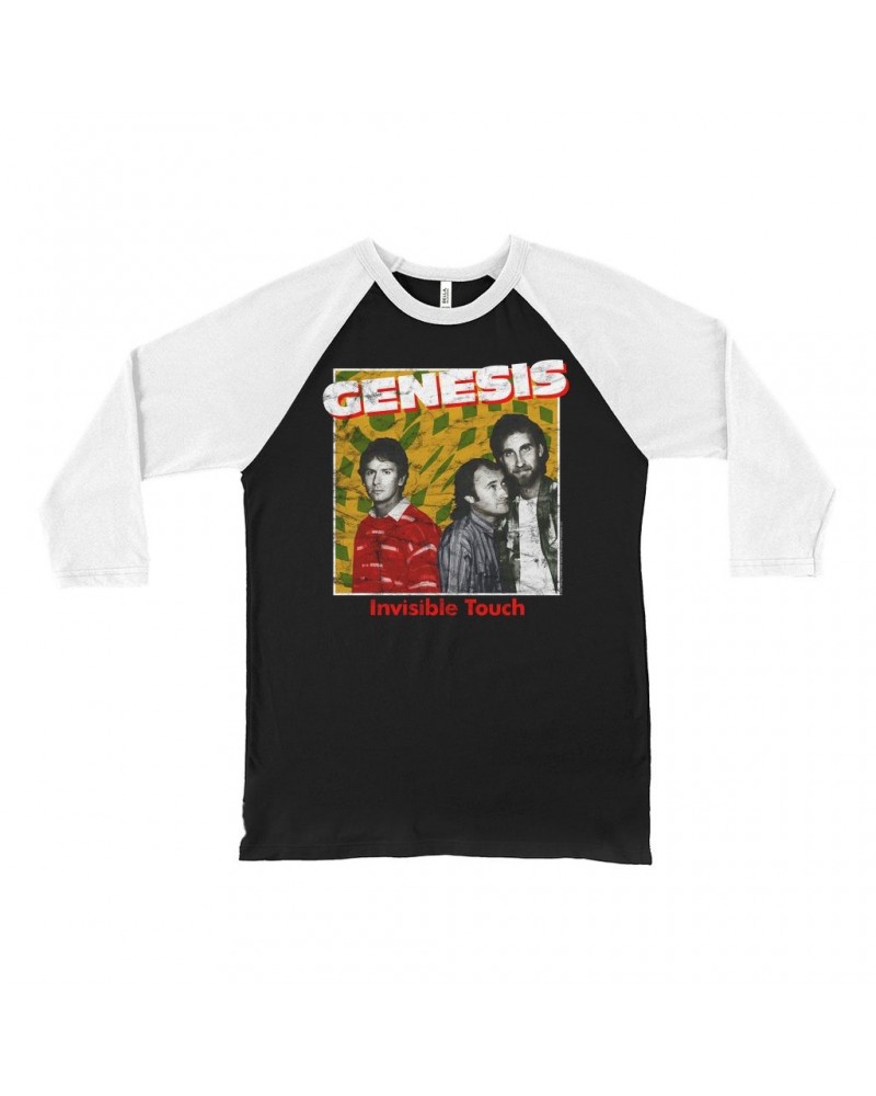 Genesis 3/4 Sleeve Baseball Tee | Invisible Touch Throwback Poster Distressed Shirt $14.38 Shirts