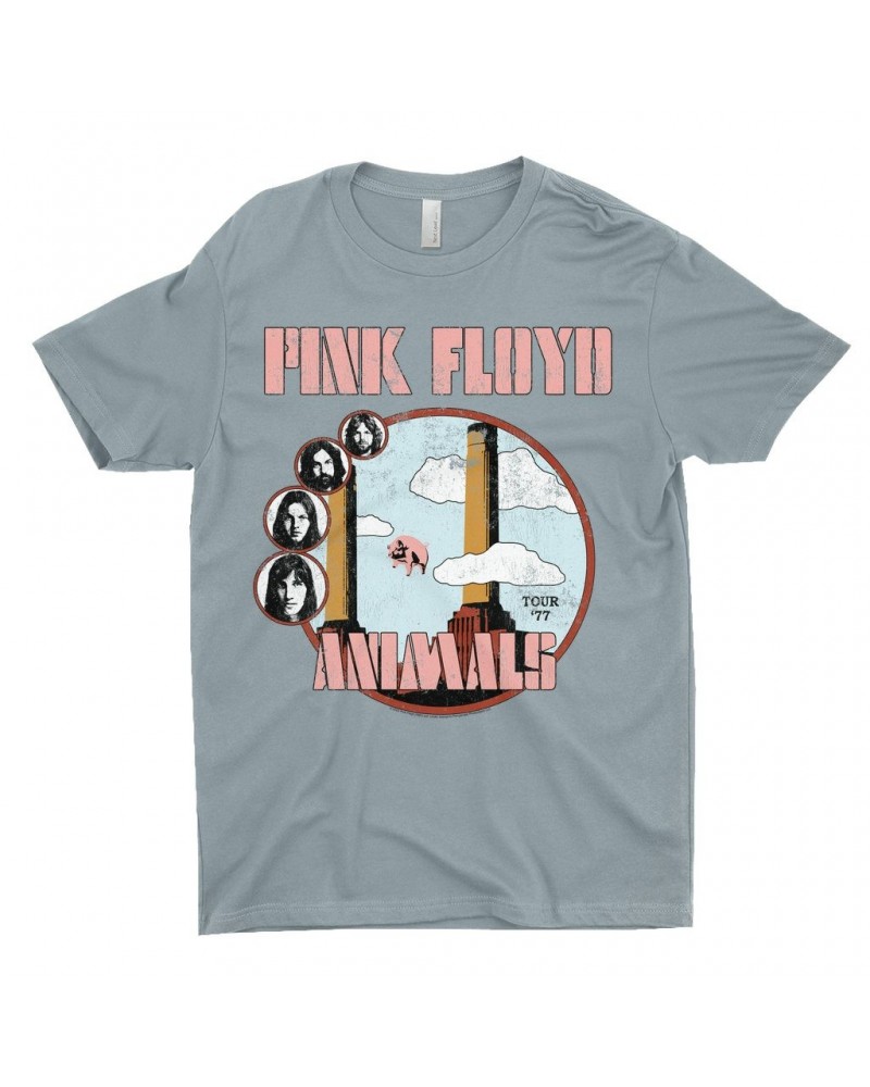 Pink Floyd T-Shirt | Animals '77 Tour Pastel Design Distressed Shirt $8.23 Shirts