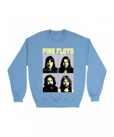 Pink Floyd Bright Colored Sweatshirt | Meddle Group Photo Pastel Image Distressed Sweatshirt $12.23 Sweatshirts