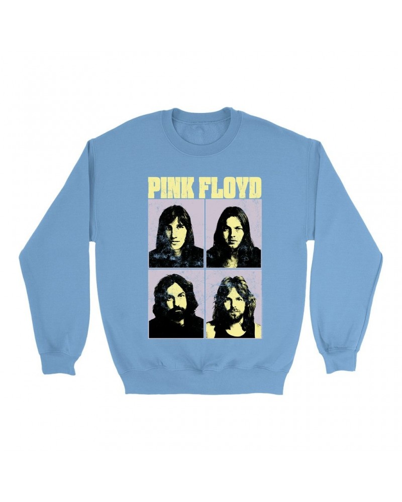 Pink Floyd Bright Colored Sweatshirt | Meddle Group Photo Pastel Image Distressed Sweatshirt $12.23 Sweatshirts