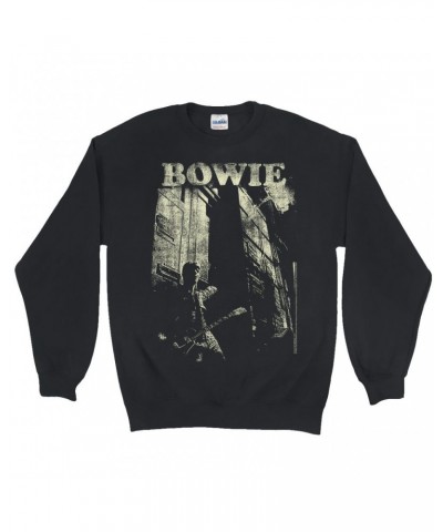 David Bowie Sweatshirt | With Guitar Distressed Sweatshirt $10.49 Sweatshirts