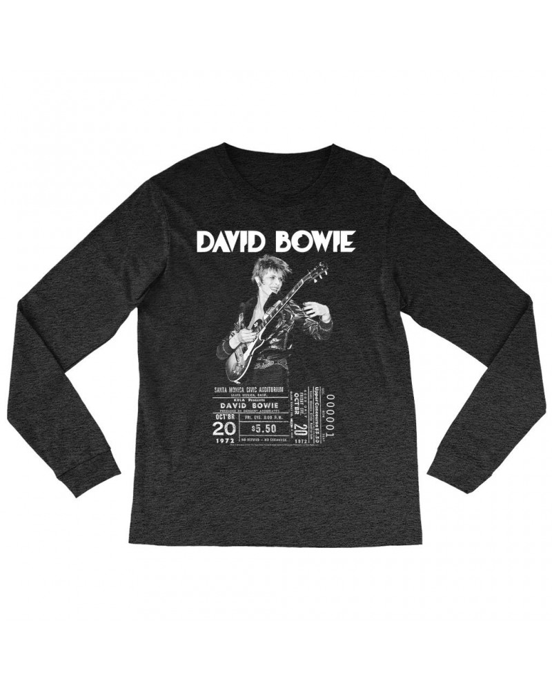 David Bowie Heather Long Sleeve Shirt | On Stage With Ticket At Santa Monica Shirt $13.48 Shirts