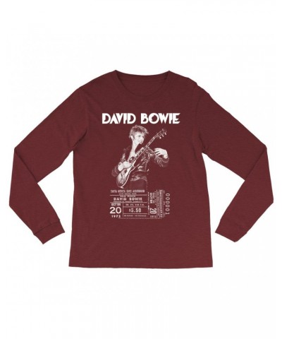 David Bowie Heather Long Sleeve Shirt | On Stage With Ticket At Santa Monica Shirt $13.48 Shirts