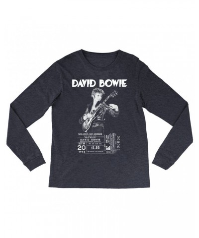 David Bowie Heather Long Sleeve Shirt | On Stage With Ticket At Santa Monica Shirt $13.48 Shirts